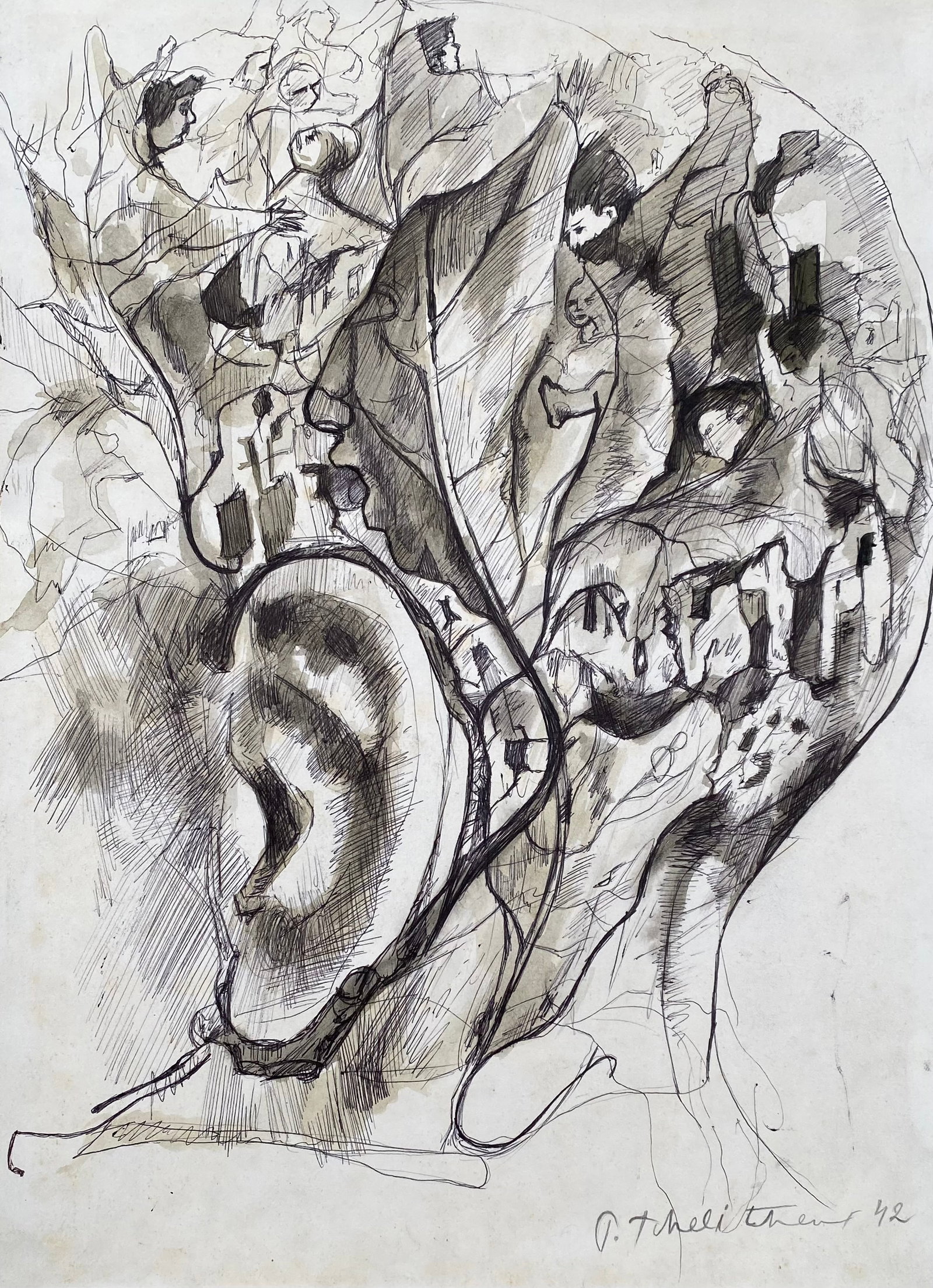 Pavel Chelishchev (in the style of): Pavel Feodorovich Chelishchev was a Russian surrealist painter and scenic designer who created several works illustrating homosexual desire. This item will be sold as "in the style of"............... 