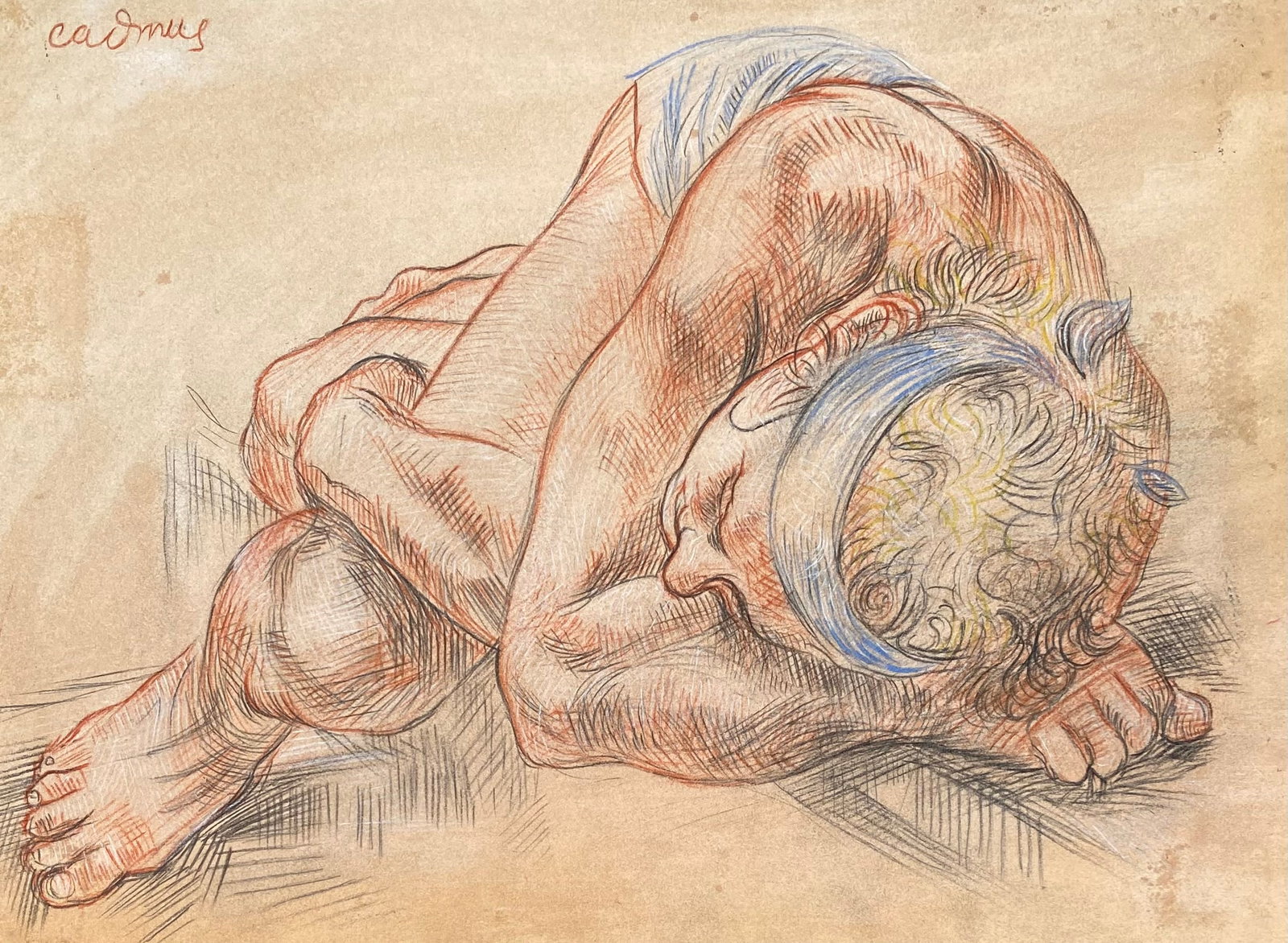 PAUL CADMUS (IN THE STYLE OF): Paul Cadmus was an American painter, known for his paintings and drawings of male nudes. His work combines elements of homoeroticism and social criticism, in a style often called pictorial realism. Th