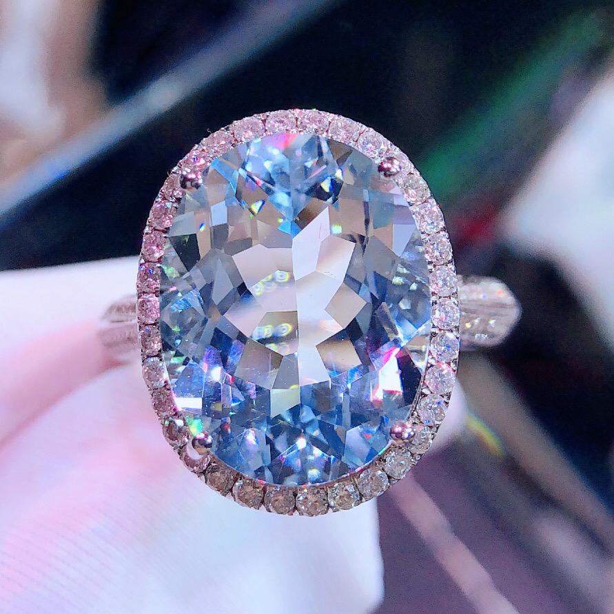18K White Gold 12.6 CT Aquamarine & Diamond Ring (1 of 7)