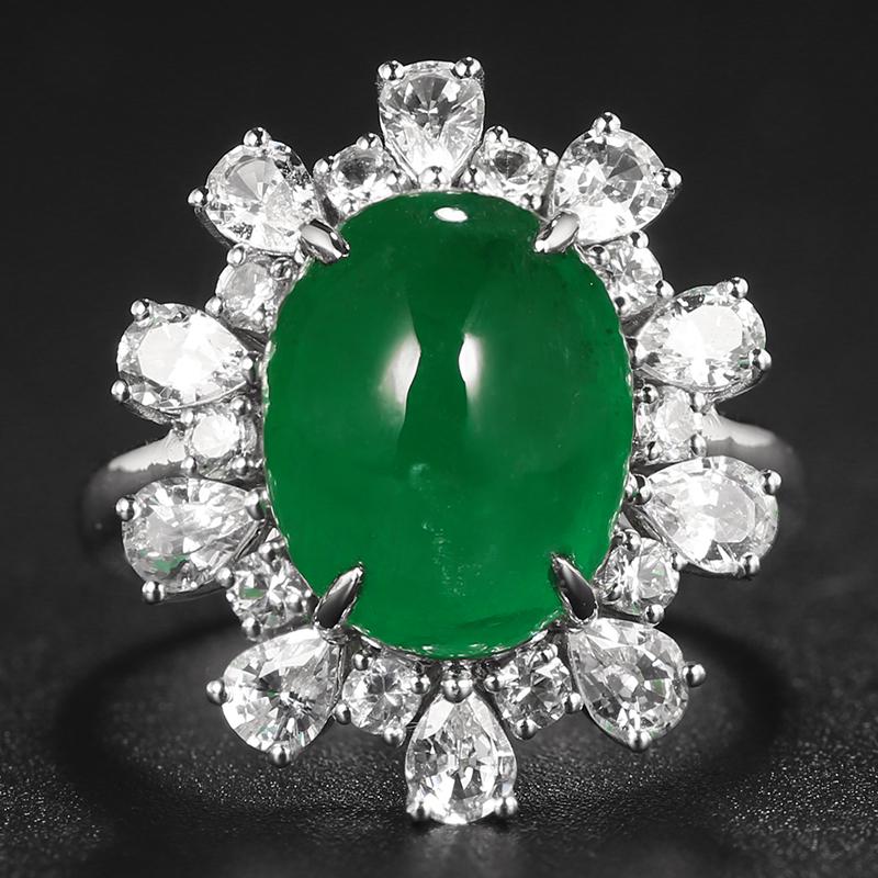 18K White Gold 8.00 CTW Emerald & Sapphire Ring (1 of 12)