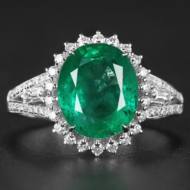 18K White Gold 3.73 CTW Emerald & Diamond Ring (1 of 10)
