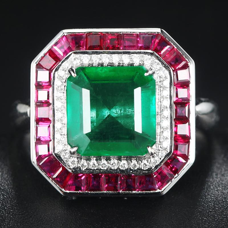 18K White Gold 2.48 CTW Emerald & Diamond Ring (1 of 9)