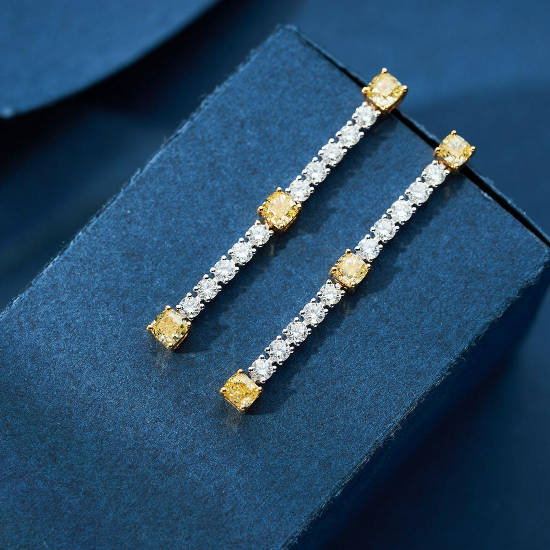 18K White Gold 0.952 CTW Yellow Diamond Earrings (1 of 5)