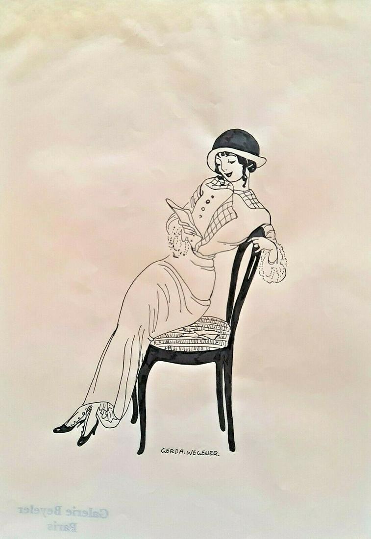 Gerda Wegener (Drawing on paper) In the style of: In the style of Gerda Wegener (15 March 1886 - 28 July 1940) was a Danish illustrator and painter. Wegener is known for her fashion illustrations and later her paintings that pushed the boundaries her