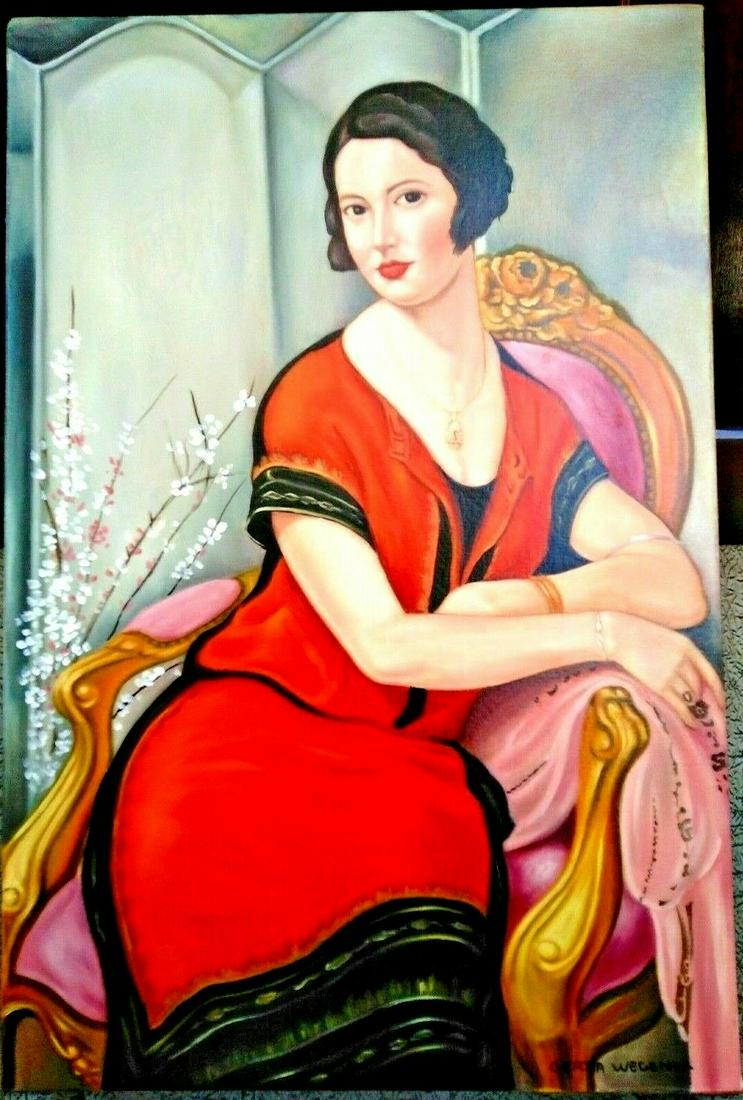 Gerda Wegener (Oil on Canvas) In the style of: In the style of Gerda Wegener (15 March 1886 - 28 July 1940) was a Danish illustrator and painter. Wegener is known for her fashion illustrations and later her paintings that pushed the boundaries her