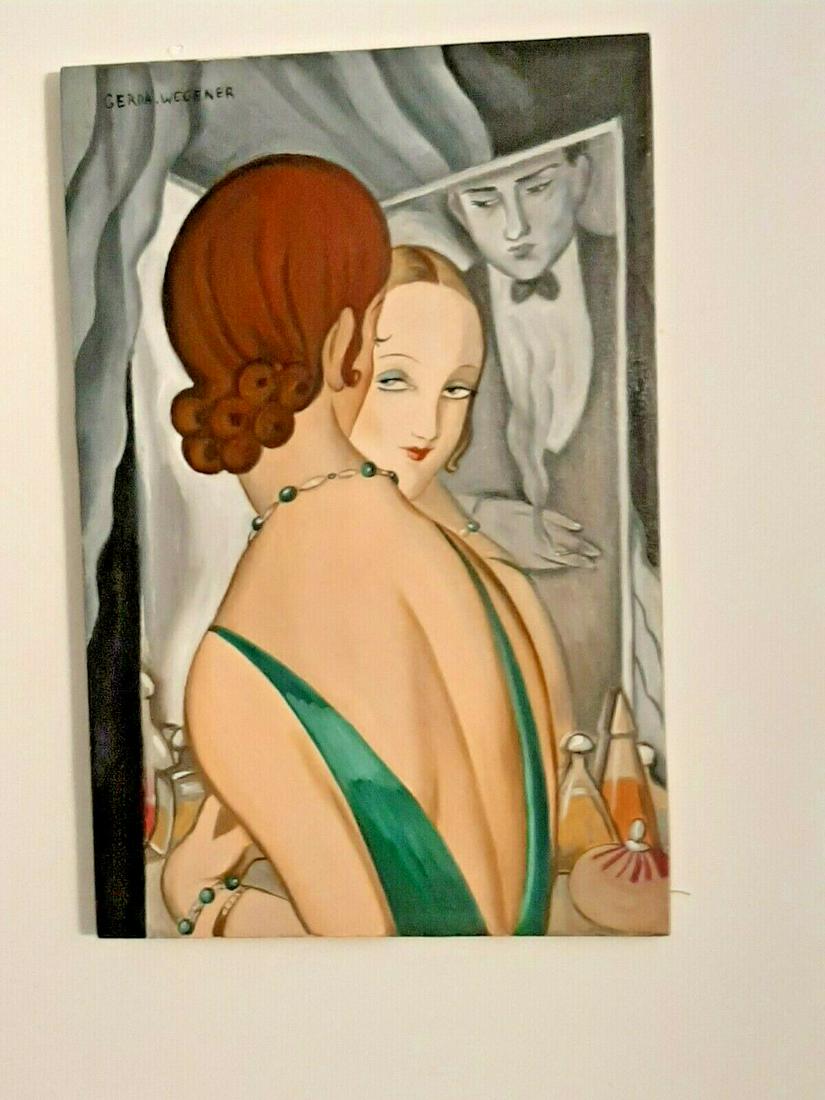 Gerda Wegener (Oil on Canvas) In the style of: In the style of Gerda Wegener (15 March 1886 - 28 July 1940) was a Danish illustrator and painter. Wegener is known for her fashion illustrations and later her paintings that pushed the boundaries her