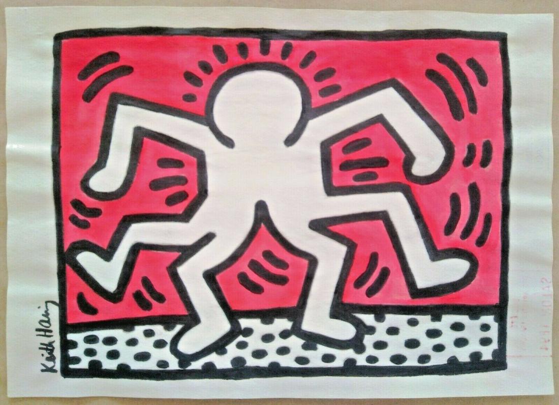 Keith Haring (Drawing on paper) In the style of: In the style of Keith Haring (May 4, 1958 - February 16, 1990) was an American artist whose pop art emerged from the New York City graffiti subculture of the 1980s. His animated imagery has "become a