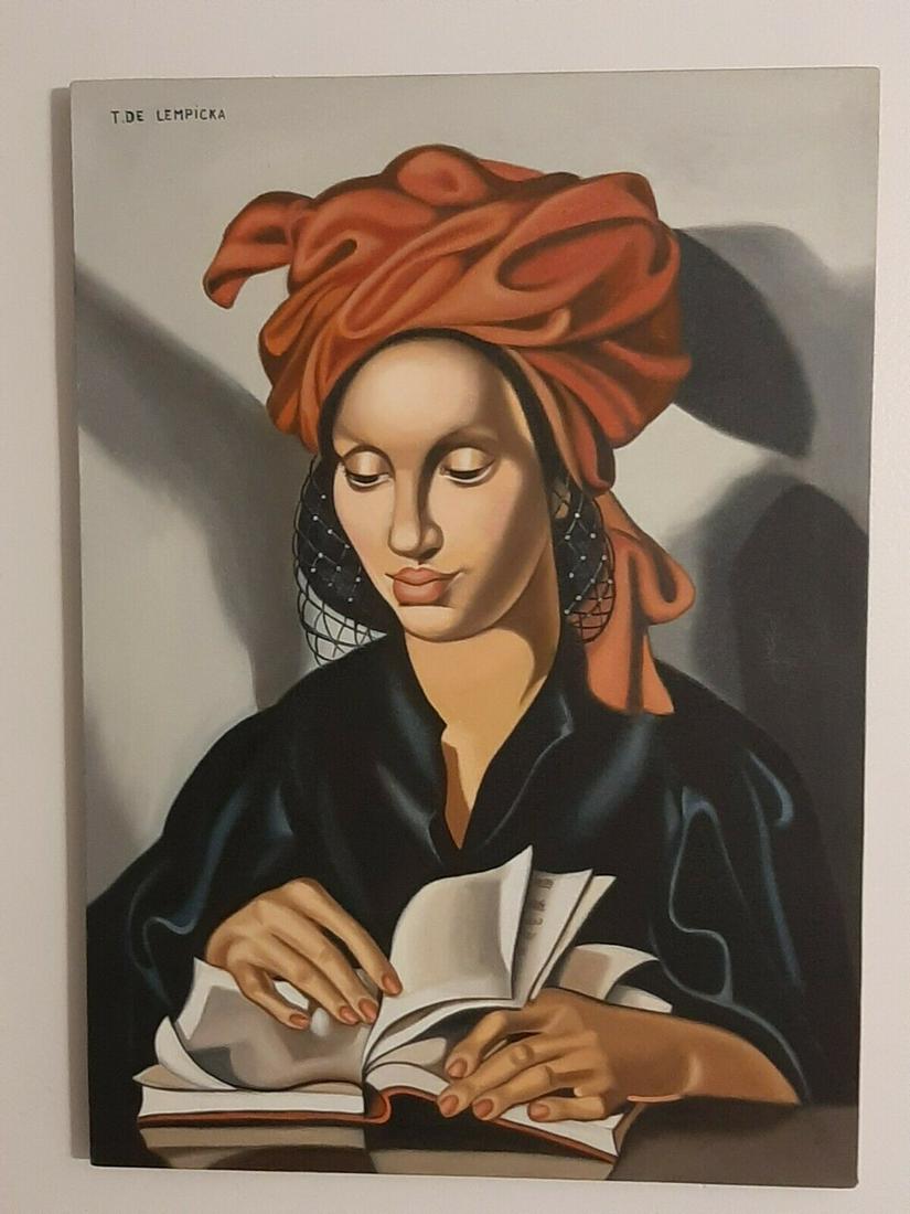 Tamara De Lempicka (Oil on Canvas) In the style of: In the style of Tamara Lempicka (16 May 1898 - 18 March 1980). Polish painter who spent her working life in France and the United States. She is best known for her polished Art Deco portraits of arist