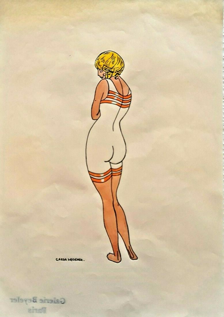 Gerda Wegener (Drawing on paper) A4 (8.27 in x 11.69 in) In the style of: In the style of Gerda Wegener (15 March 1886 - 28 July 1940) was a Danish illustrator and painter. Wegener is known for her fashion illustrations and later her paintings that pushed the boundaries her