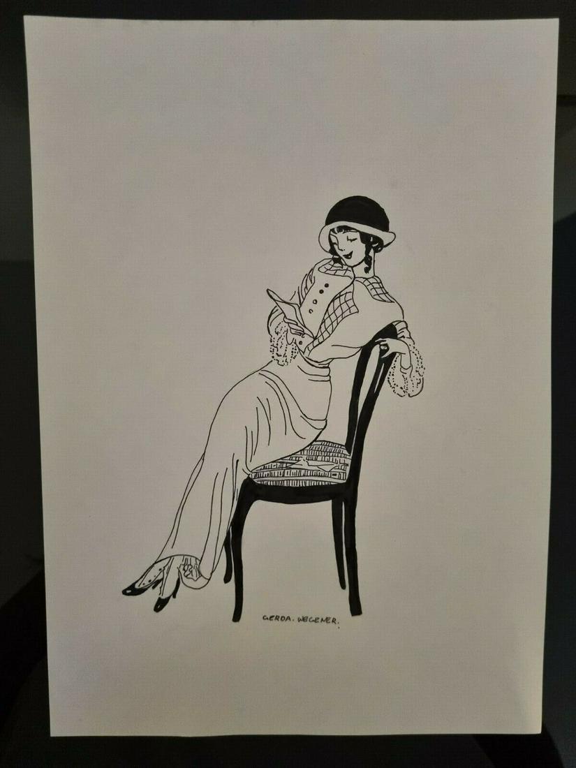 Gerda Wegener (Drawing on paper) A4 (8.27 in x 11.69 in) In the style of: In the style of Gerda Wegener (15 March 1886 - 28 July 1940) was a Danish illustrator and painter. Wegener is known for her fashion illustrations and later her paintings that pushed the boundaries her