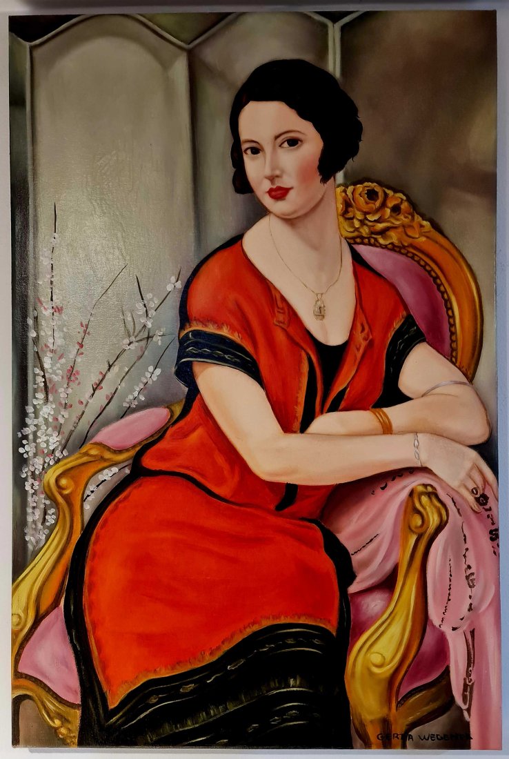 Gerda Wegener (Oil on Canvas) 40 x60 cm In the style of: In the style of Gerda Wegener (15 March 1886 - 28 July 1940) was a Danish illustrator and painter. Wegener is known for her fashion illustrations and later her paintings that pushed the boundaries her