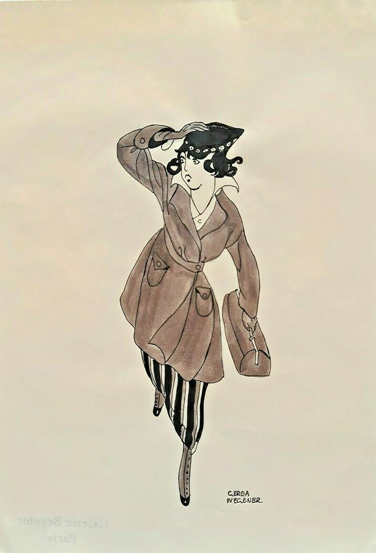Gerda Wegener (Drawing on paper) 21cm x 30cm A4 In the style of: In the style of Gerda Wegener (15 March 1886 - 28 July 1940) was a Danish illustrator and painter. Wegener is known for her fashion illustrations and later her paintings that pushed the boundaries her