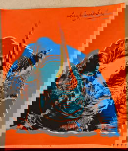 Andy Warhol. Handmade Painting on Cardboard 30cm x 35cm In the style of: In the style of Andy Warhol (1928 -1987) was the most successful and highly paid commercial illustrator in New York even before he began to make art destined for galleries. Nevertheless, his screen-pr