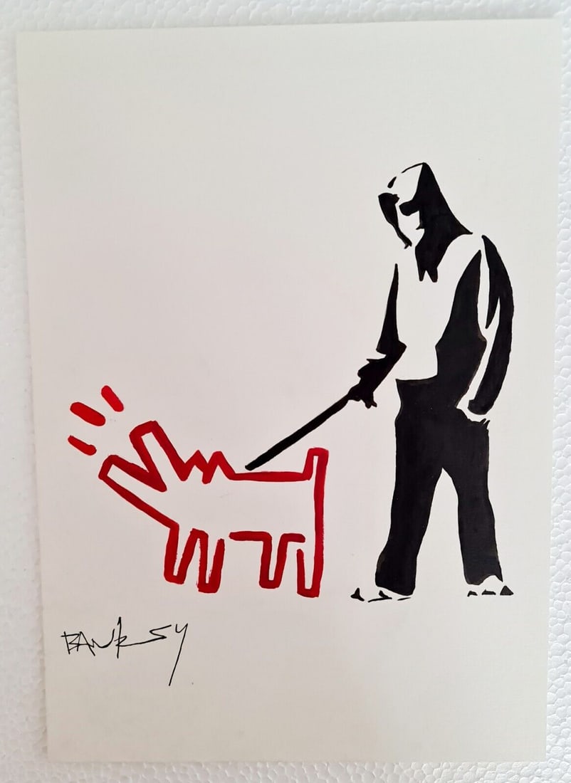 Banksy Handmade Ink Drawing On Carboard, 21cm x 30cm A4  In the style of (1 of 2)