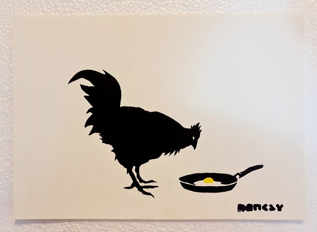 Banksy Handmade Ink Drawing On Carboard, 21cm x 30cm A4  In the style of (1 of 2)