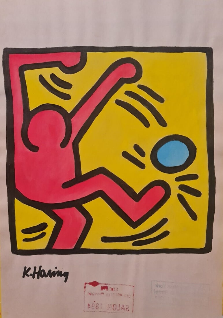 Keith Haring Handmade Ink Drawing On Paper, 21cm x 30cm A4  In the style of (1 of 2)