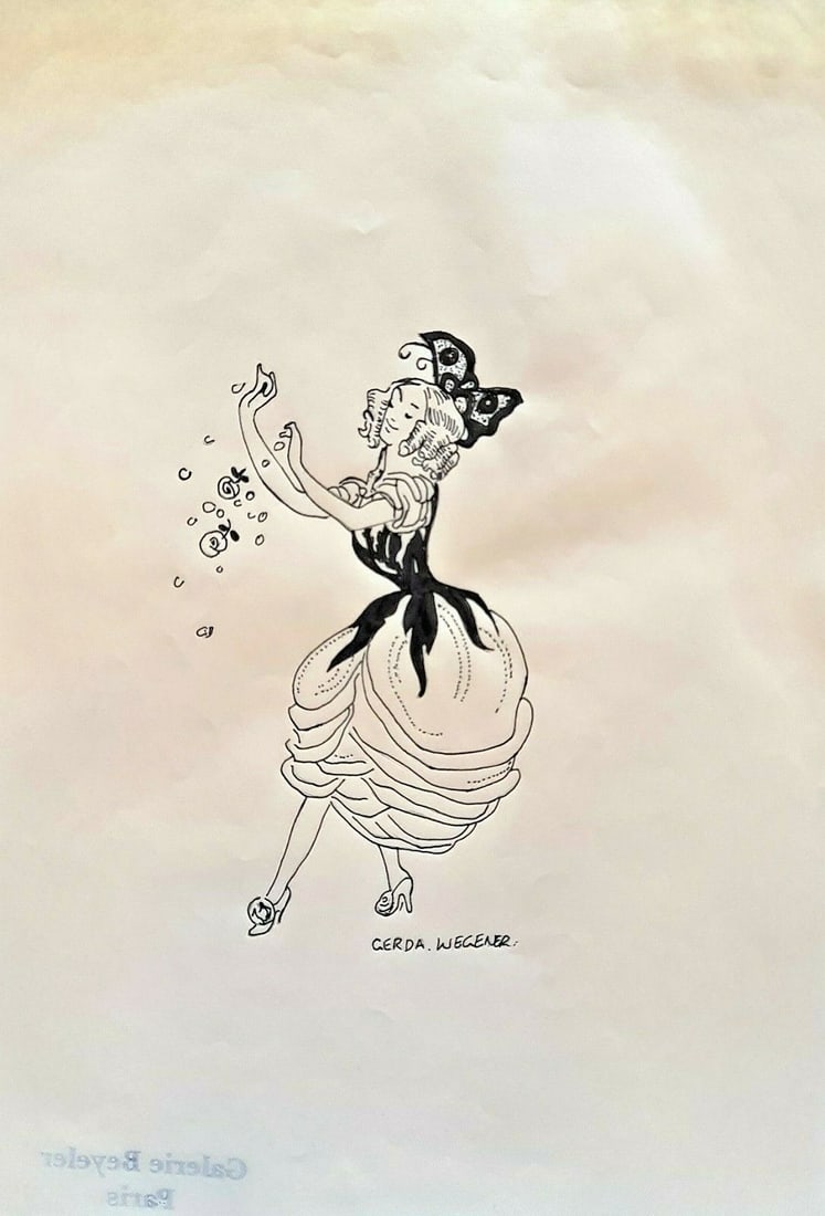 Gerda Wegener (Drawing on paper) 21cm x 30cm A4 In the style of: In the style of Gerda Wegener (15 March 1886 - 28 July 1940) was a Danish illustrator and painter. Wegener is known for her fashion illustrations and later her paintings that pushed the boundaries her