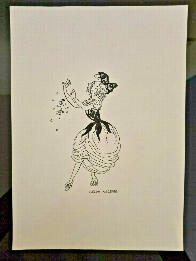 Gerda Wegener (Drawing on paper) In the style of: In the style of Gerda Wegener (15 March 1886 - 28 July 1940) was a Danish illustrator and painter. Wegener is known for her fashion illustrations and later her paintings that pushed the boundaries her