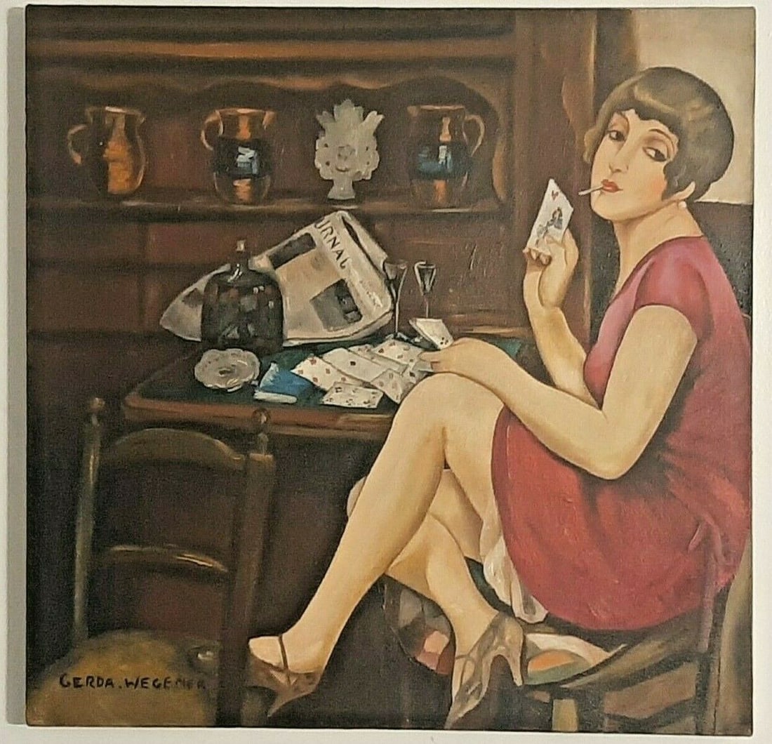 Gerda Wegener (Oil on Canvas) 60cm x 60cm In the style of: In the style of Gerda Wegener (15 March 1886 - 28 July 1940) was a Danish illustrator and painter. Wegener is known for her fashion illustrations and later her paintings that pushed the boundaries her