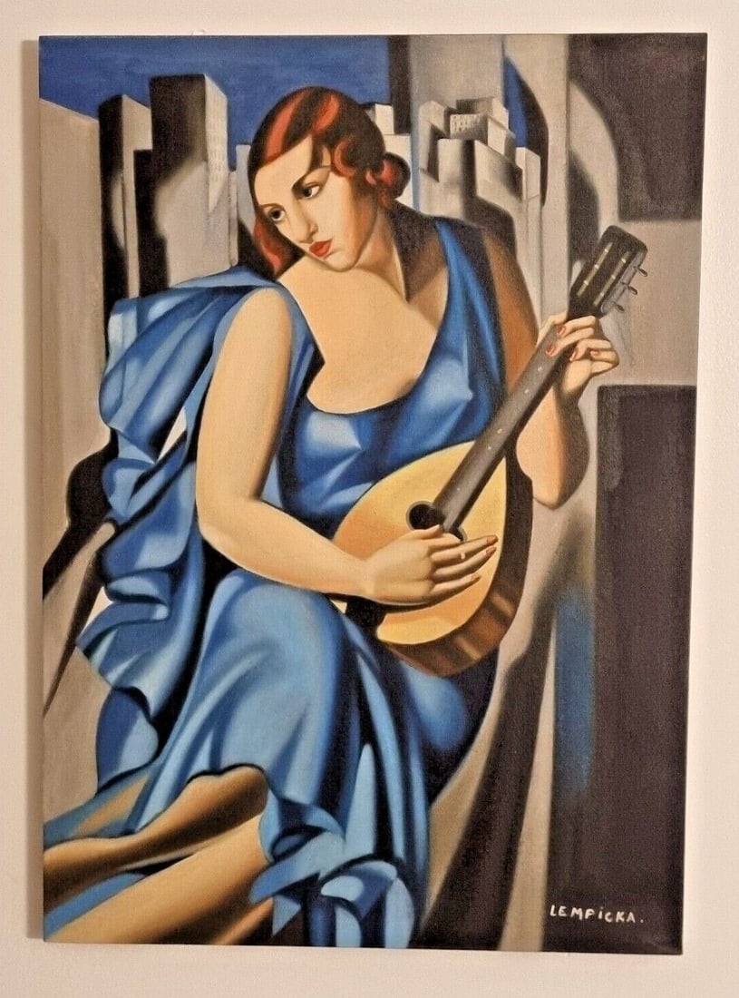 Tamara De Lempicka (Oil on Canvas) Frameless 50x70 cm In the style of: In the style of Tamara Lempicka (16 May 1898 - 18 March 1980). Polish painter who spent her working life in France and the United States. She is best known for her polished Art Deco portraits of arist
