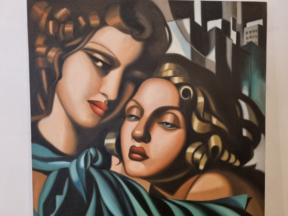 Tamara De Lempicka (Oil on Canvas) Frameless 50x70 cm In the style of: In the style of Tamara Lempicka (16 May 1898 - 18 March 1980). Polish painter who spent her working life in France and the United States. She is best known for her polished Art Deco portraits of arist