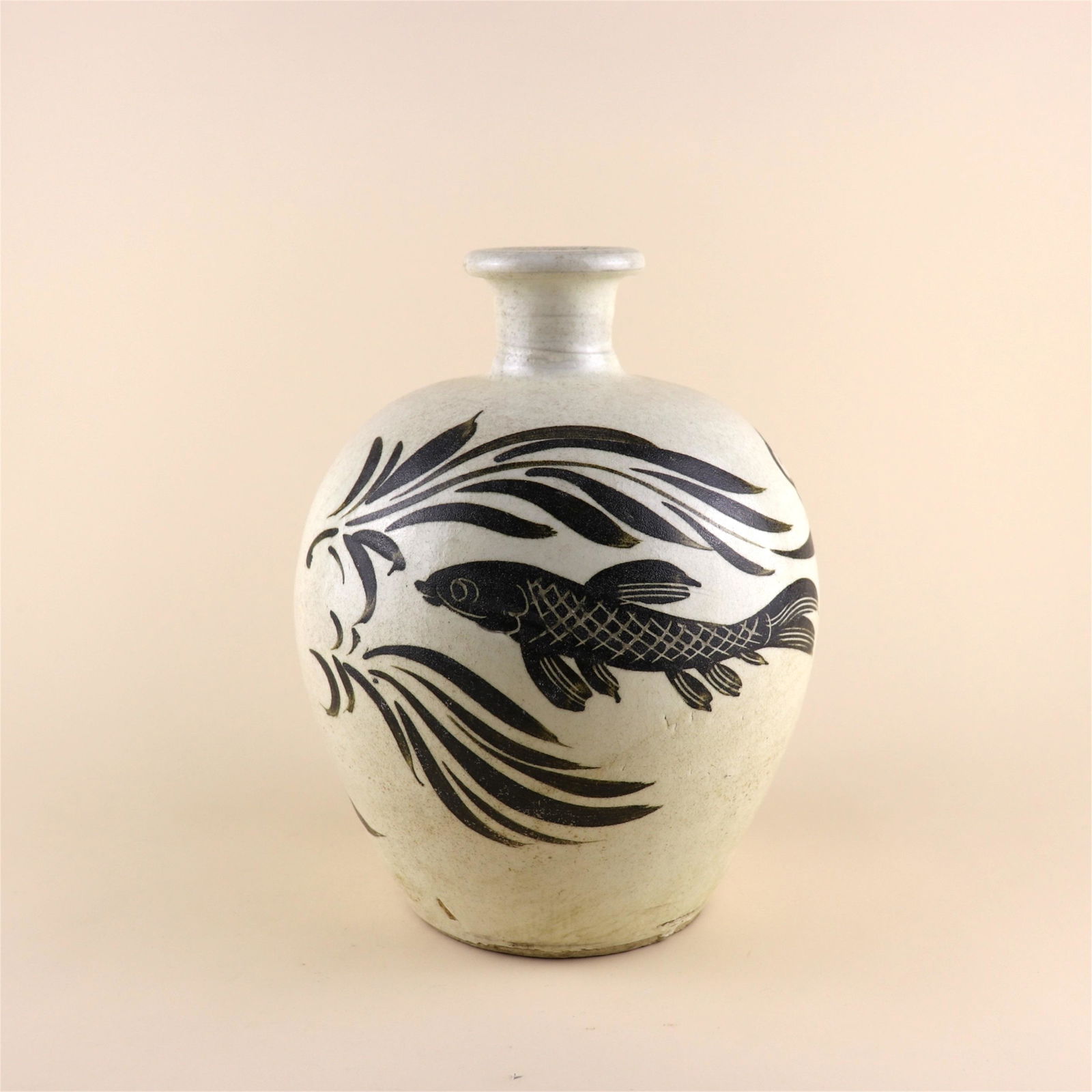 A Chinese Cizhou-Type Glazed Fish Plum Vase (1 of 8)