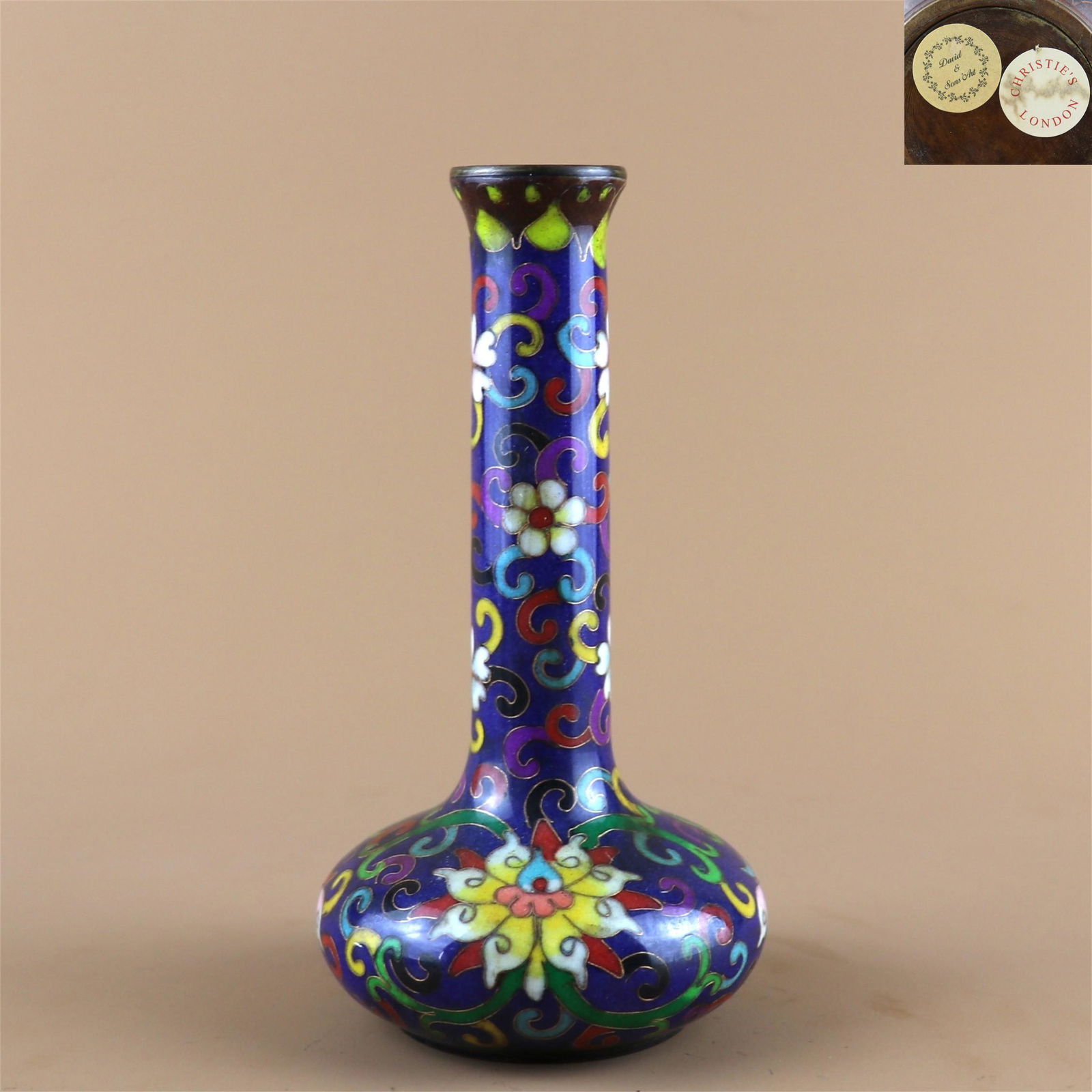 A Chinese Cloisonne Long Neck Vase with Flower (1 of 7)