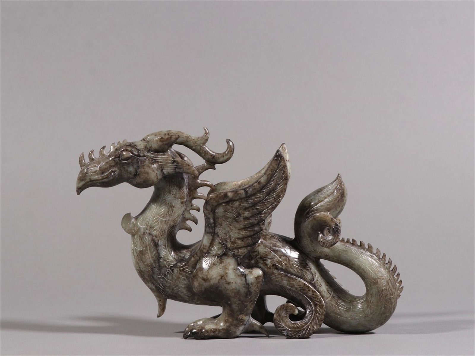 A Chinese Carved Jade Beast Shaped Ornament (1 of 9)