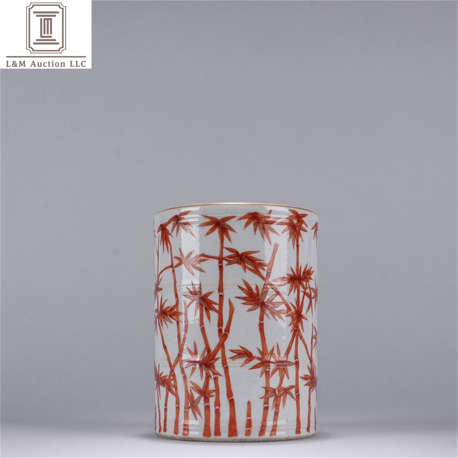 A Chinese Red Glazed Bamboo Patterned Brush Pot (1 of 9)