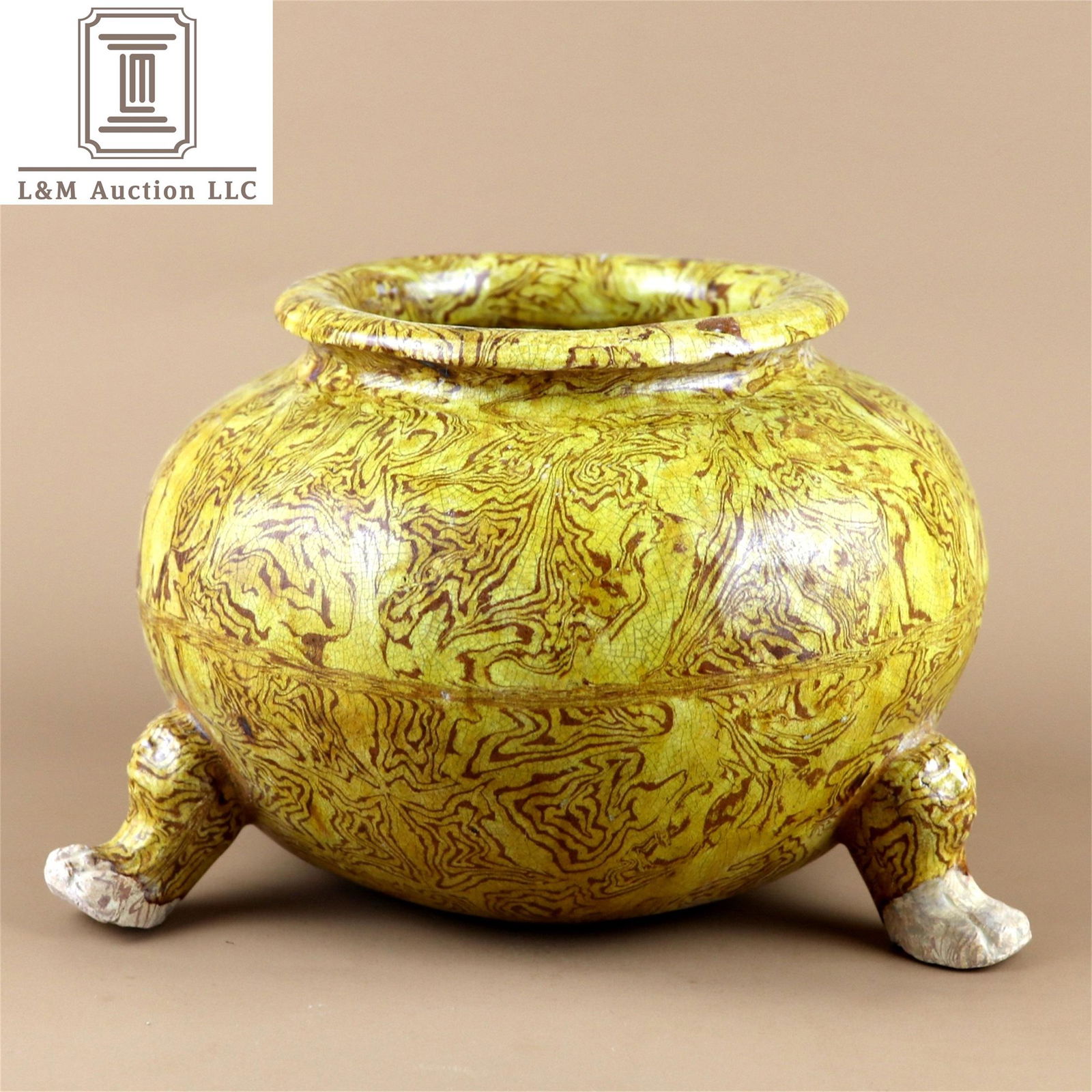 A Chinese Yellow Glazed Porcelain Tripod Incense Burner (1 of 8)