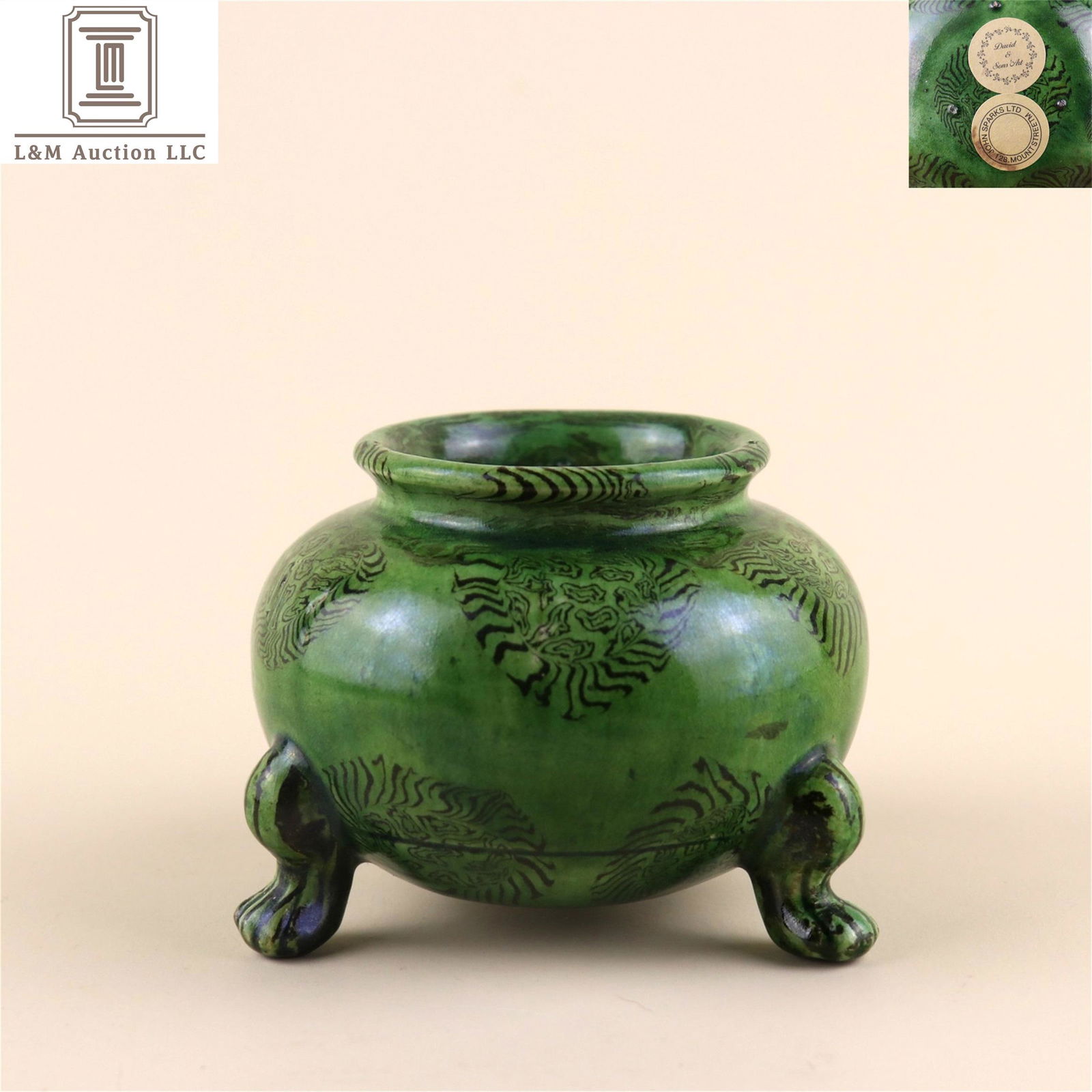 A Chinese Green Glazed Porcelain Tripod Incense Burner (1 of 8)