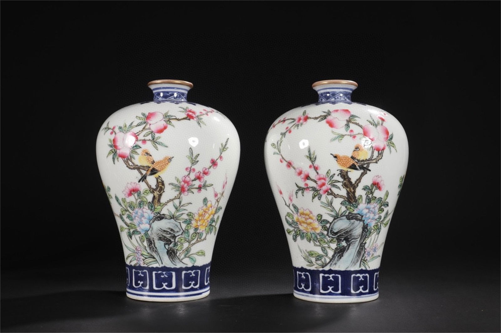 A Pair of Famille Rose Porcelain Meiping Vases (1 of 9)