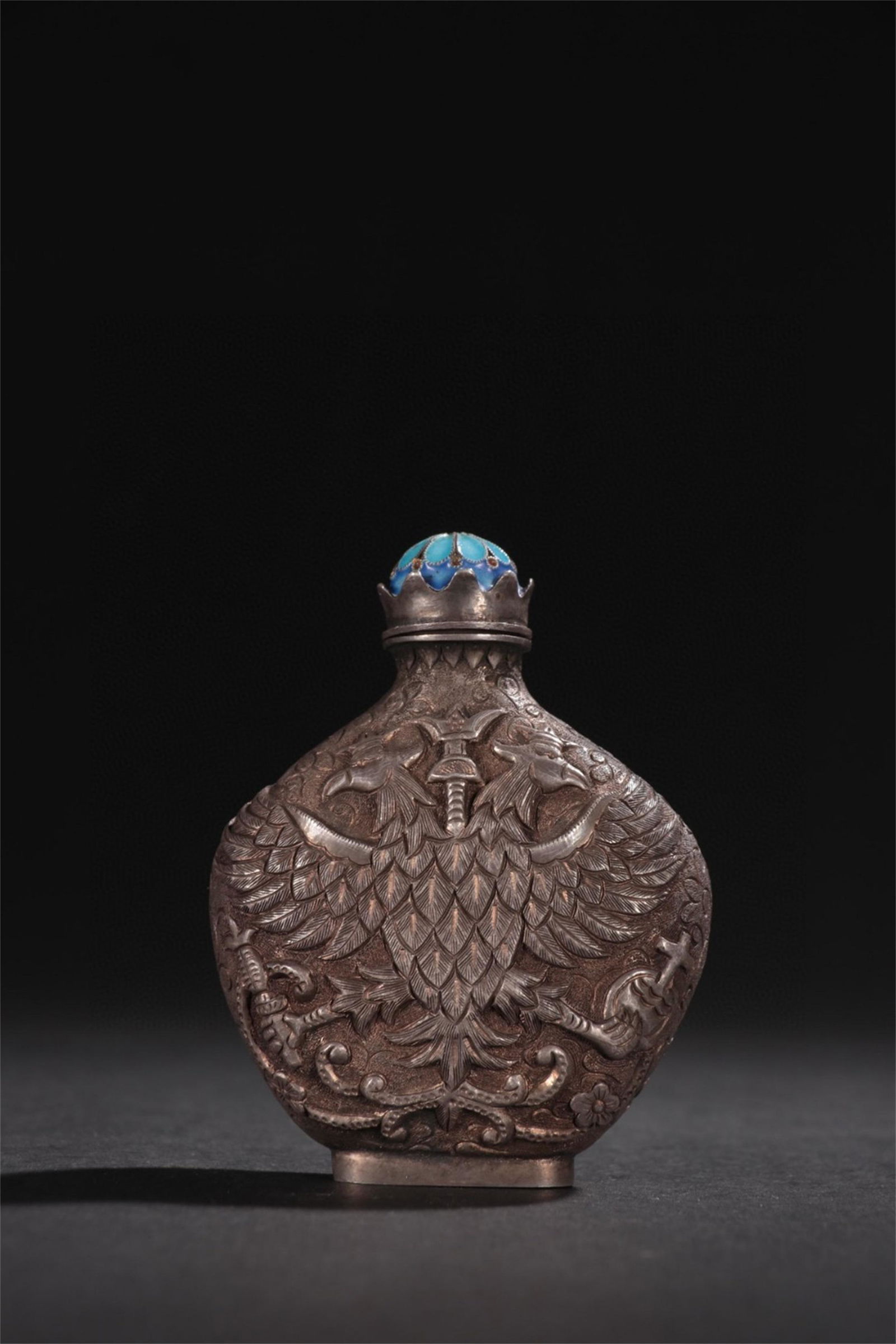 A Chinese Sterling Silver Phoenix Snuff Bottle (1 of 9)