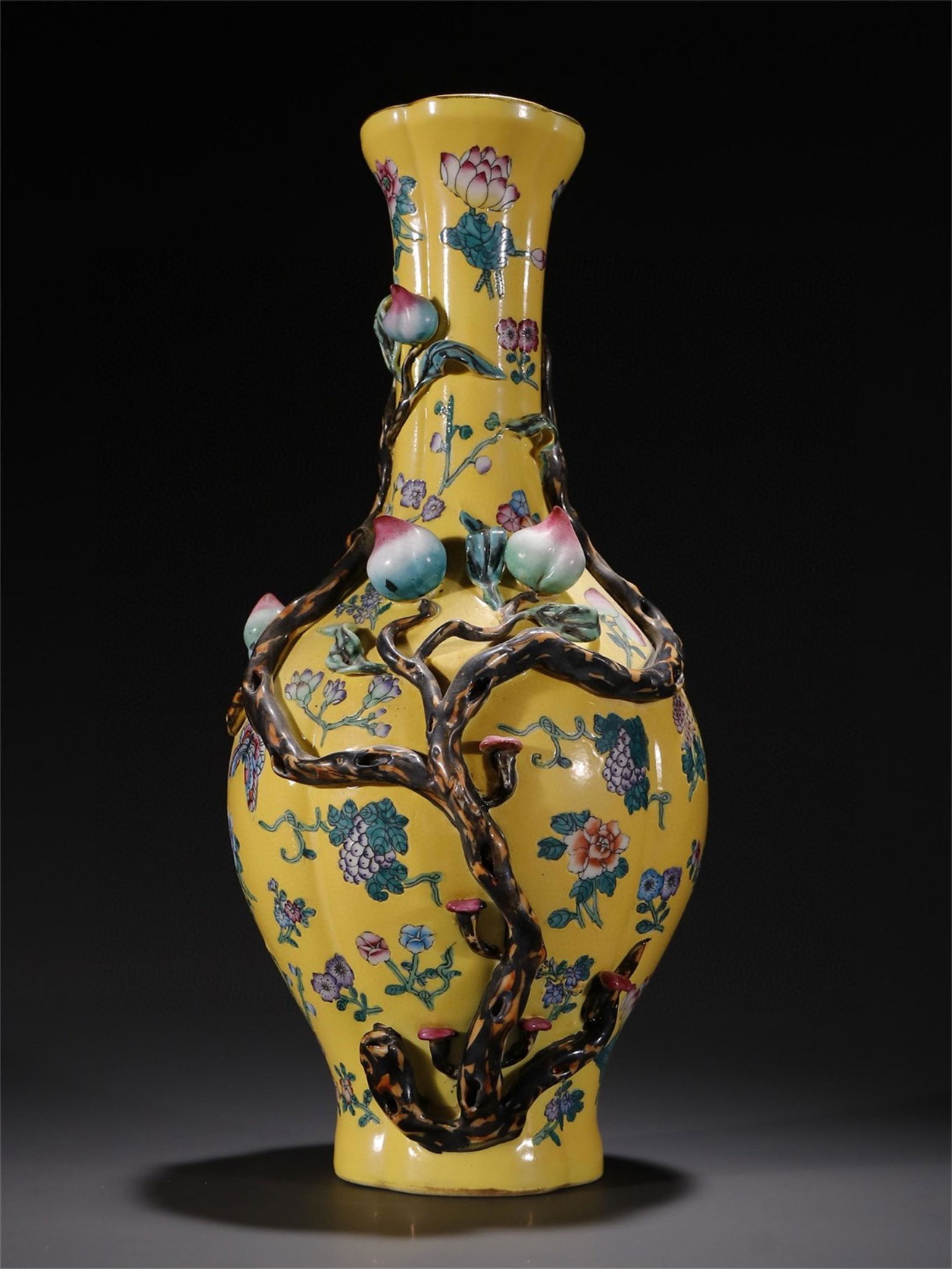 A Chinese Yellow Peach Patterned Porcelain Vase (1 of 9)