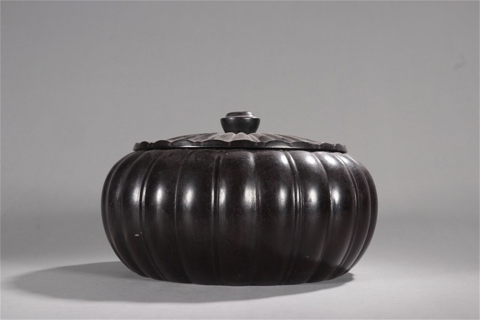 A Chinese Carved Zitan Wood Container with Lid (1 of 9)