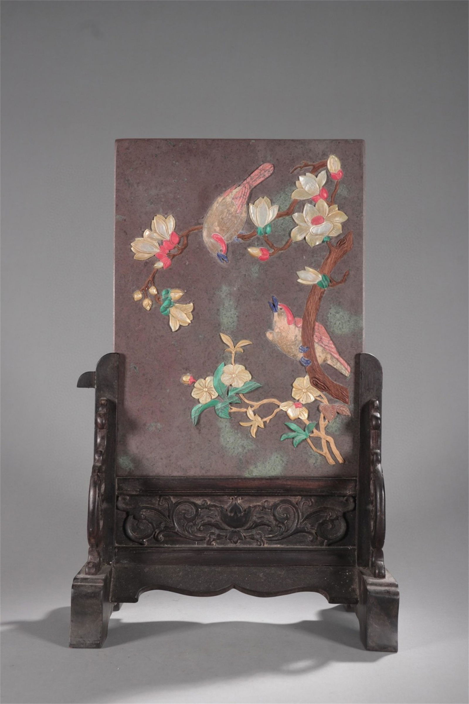 A Chinese Duan Stone Flower and Bird Table Screen (1 of 9)