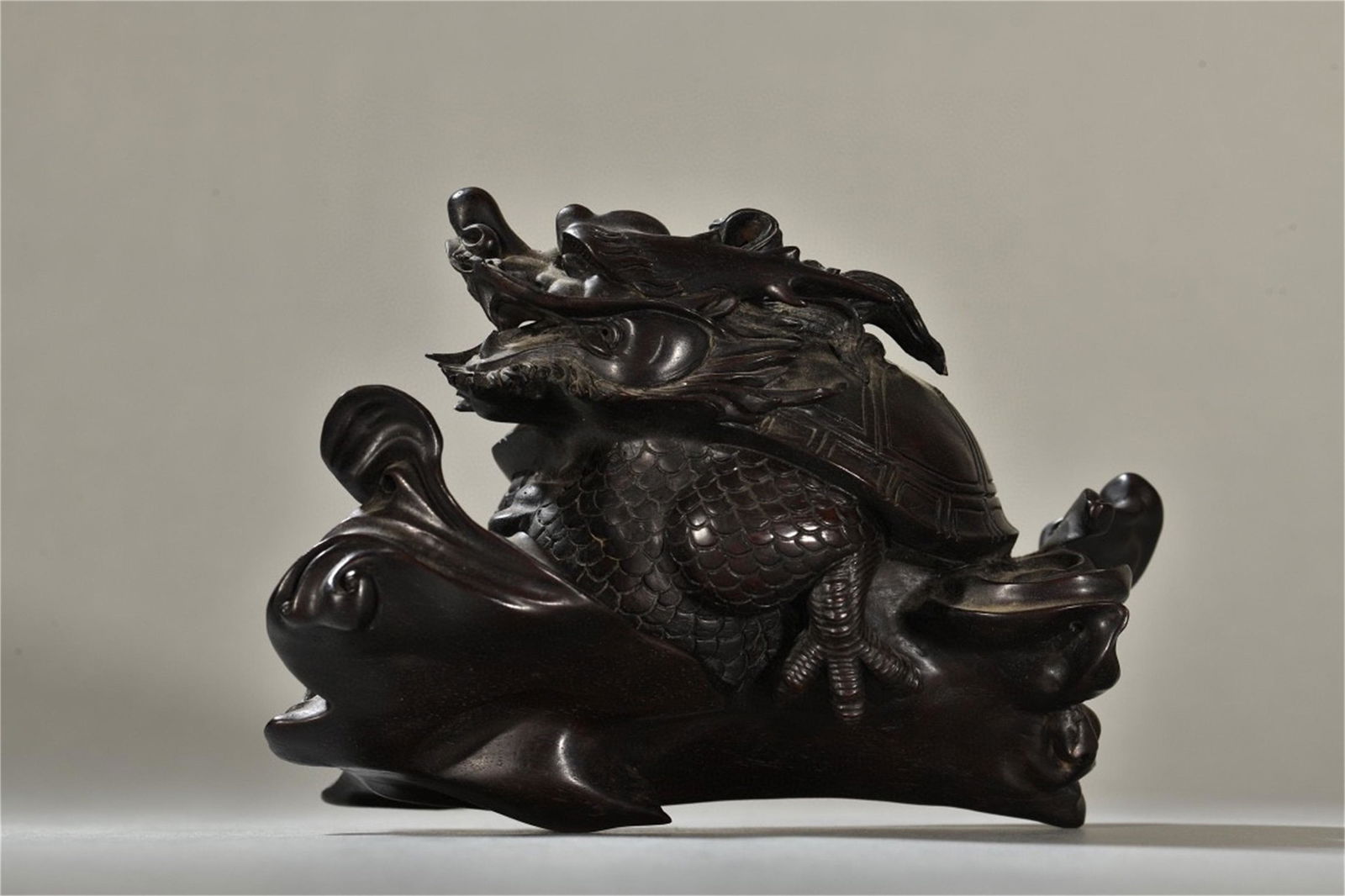 A Chinese Carved Zitan Wood Dragon Statue Decoration (1 of 9)