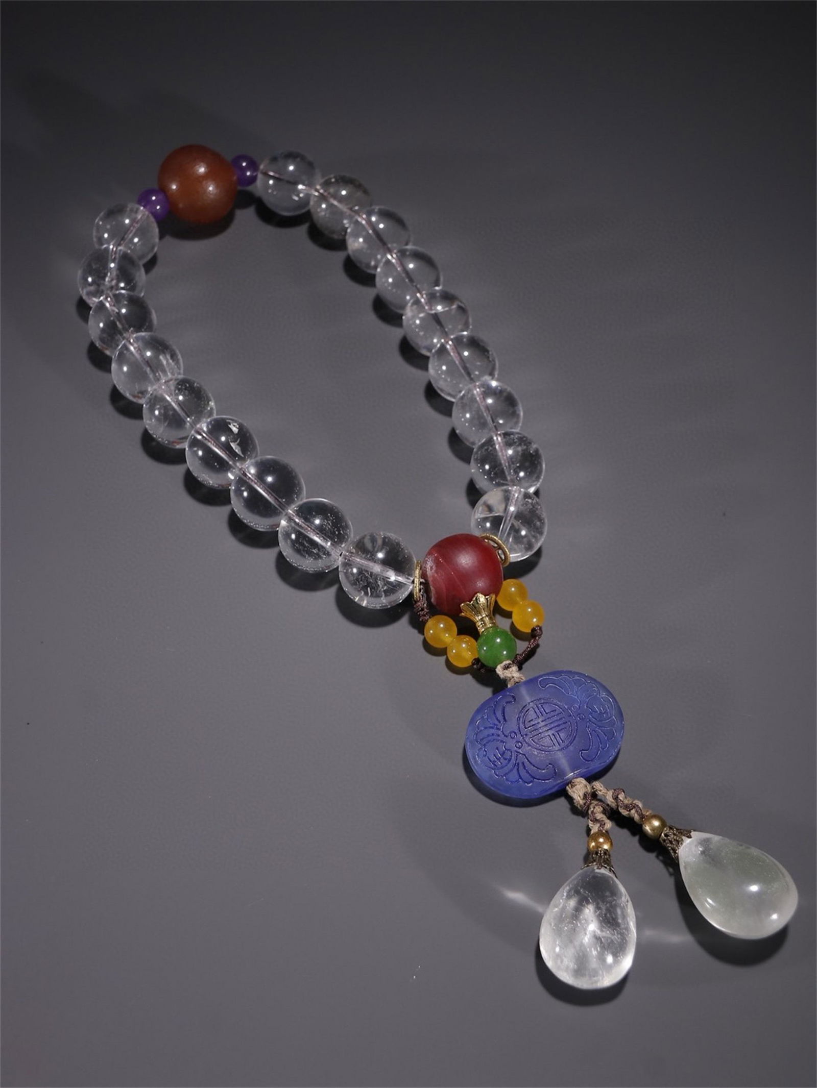 A Chinese Carved Rock Crystal 18 Beads Bracelet (1 of 9)