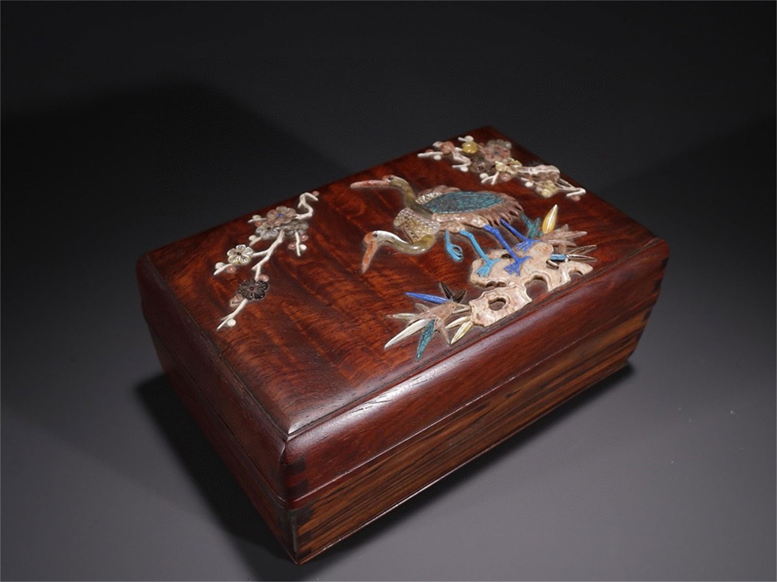 A Chinese Carved Hardwood Box with Lid (1 of 9)