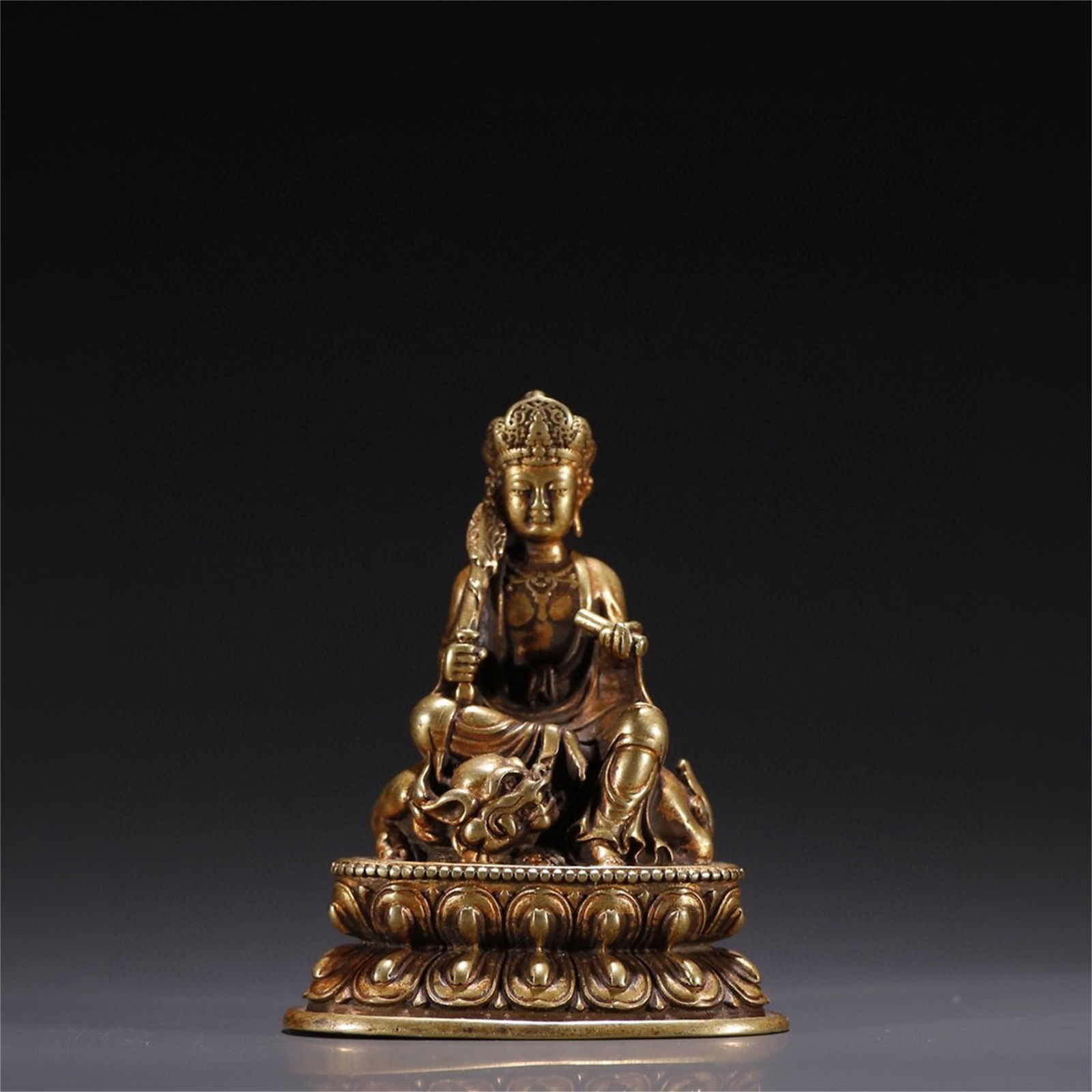A Chinese Gilt Bronze Manjusri Statue (1 of 9)