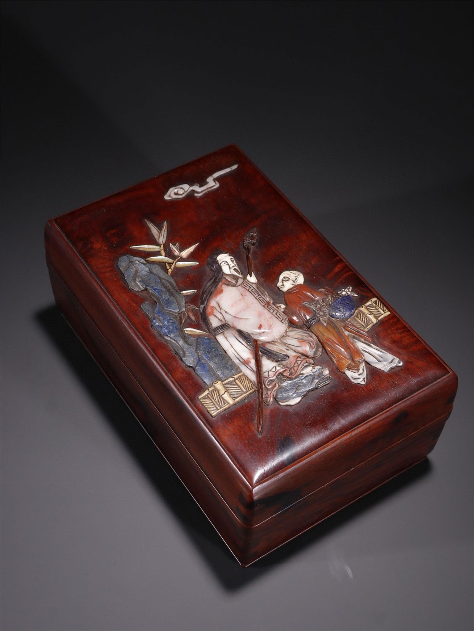 A Chinese Carved Hardwood Box with Lid (1 of 9)