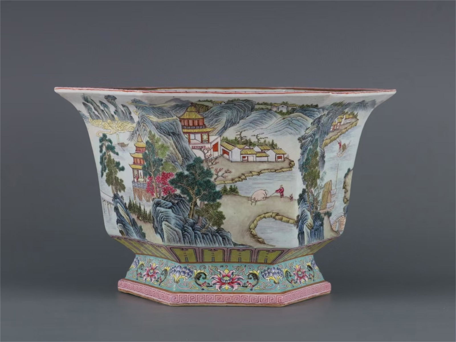 A Chinese Famille Rose Porcelain  Hexagonal Flower Pot (1 of 9)