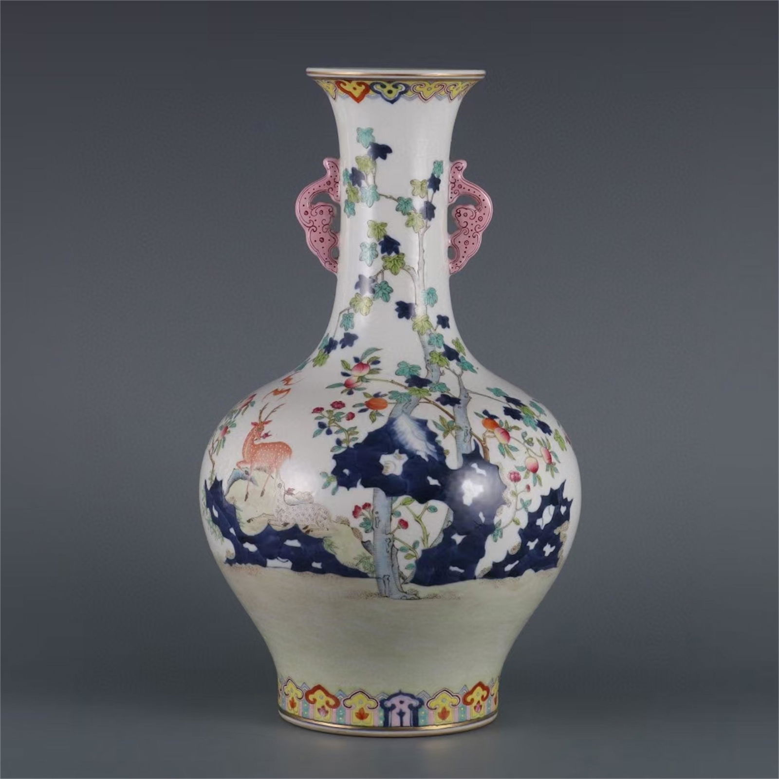 A Chinese Dou-Cai Glazed Porcelain Vase with Double Ear (1 of 9)