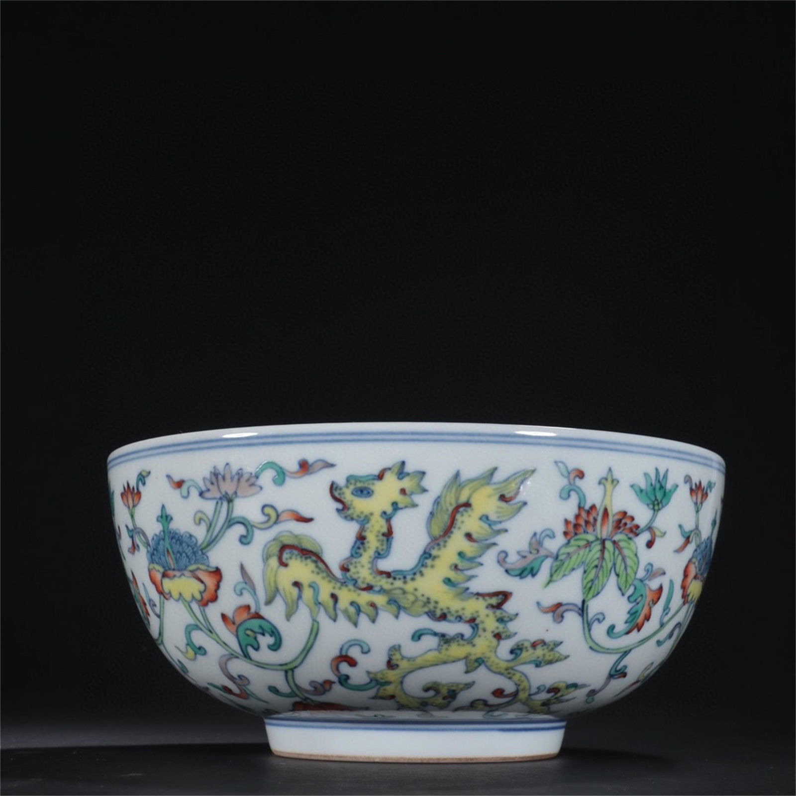 A Chinese Dou-Cai Glazed Porcelain Phoenix Bowl (1 of 9)