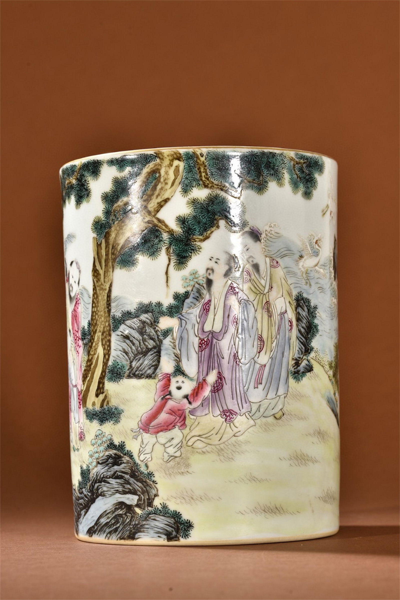 A Chinese Famille Rose Porcelain Brush Pot (1 of 9)