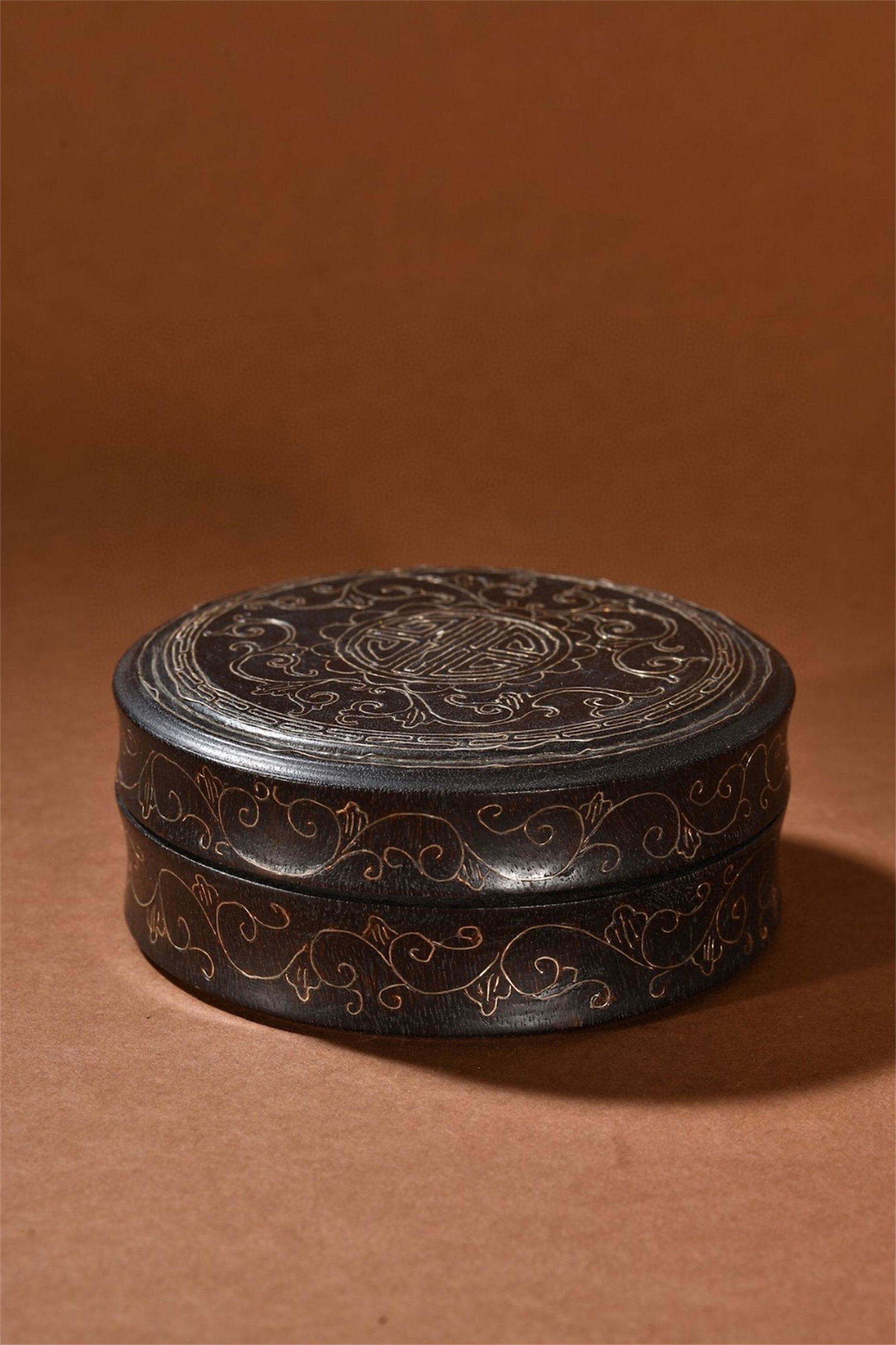 A Chinese Zitan Wood Lidded Box with Shou Pattern (1 of 9)