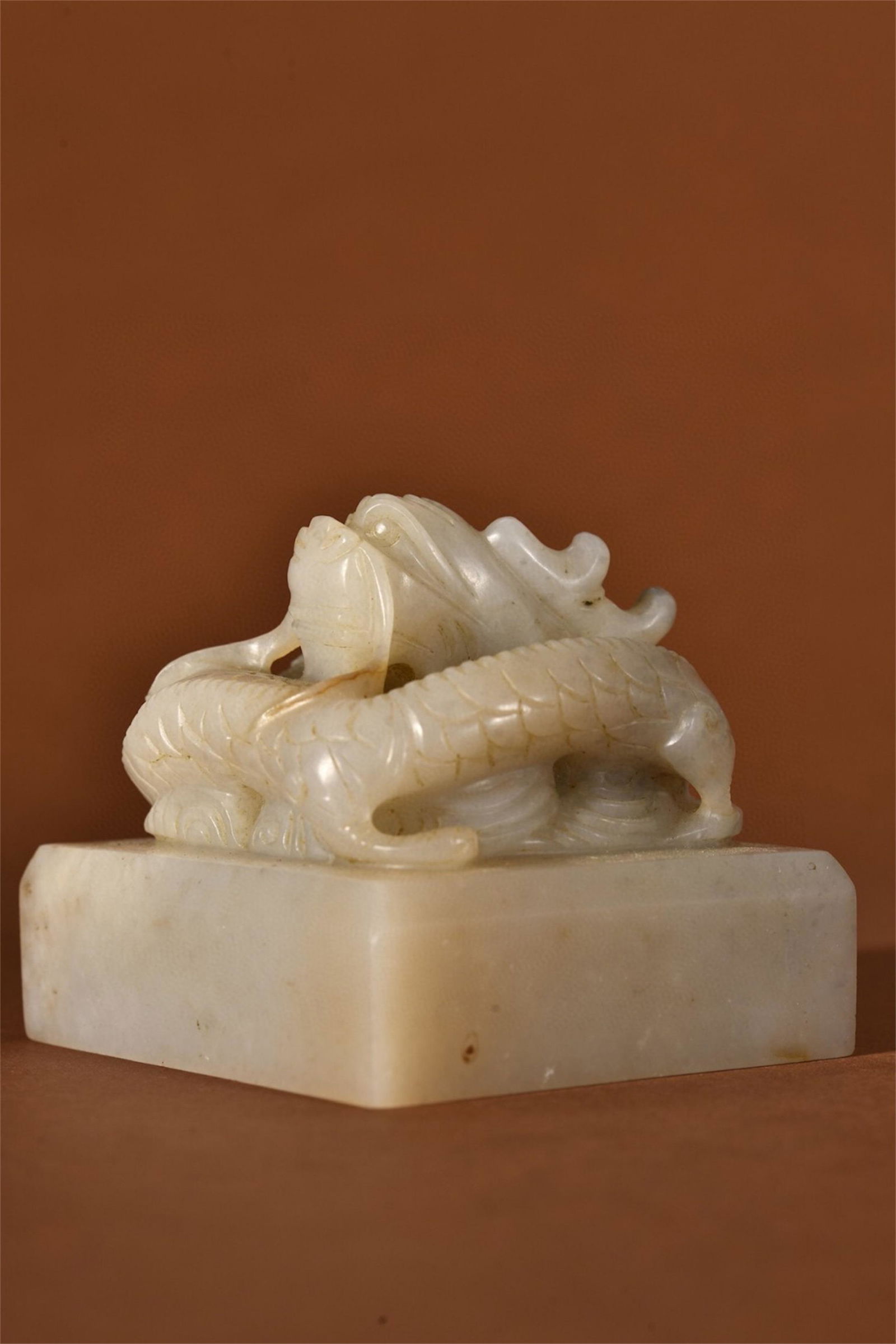 A Chinese Carved Jade Dragon Topped Seal (1 of 9)