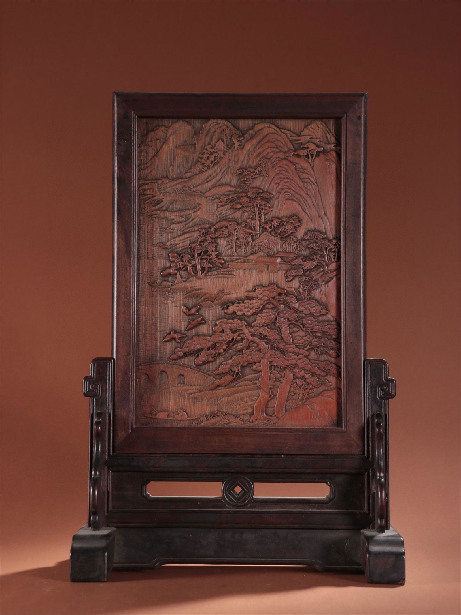 A Chinese Bamboo Landscape Patterned Table Screen (1 of 9)