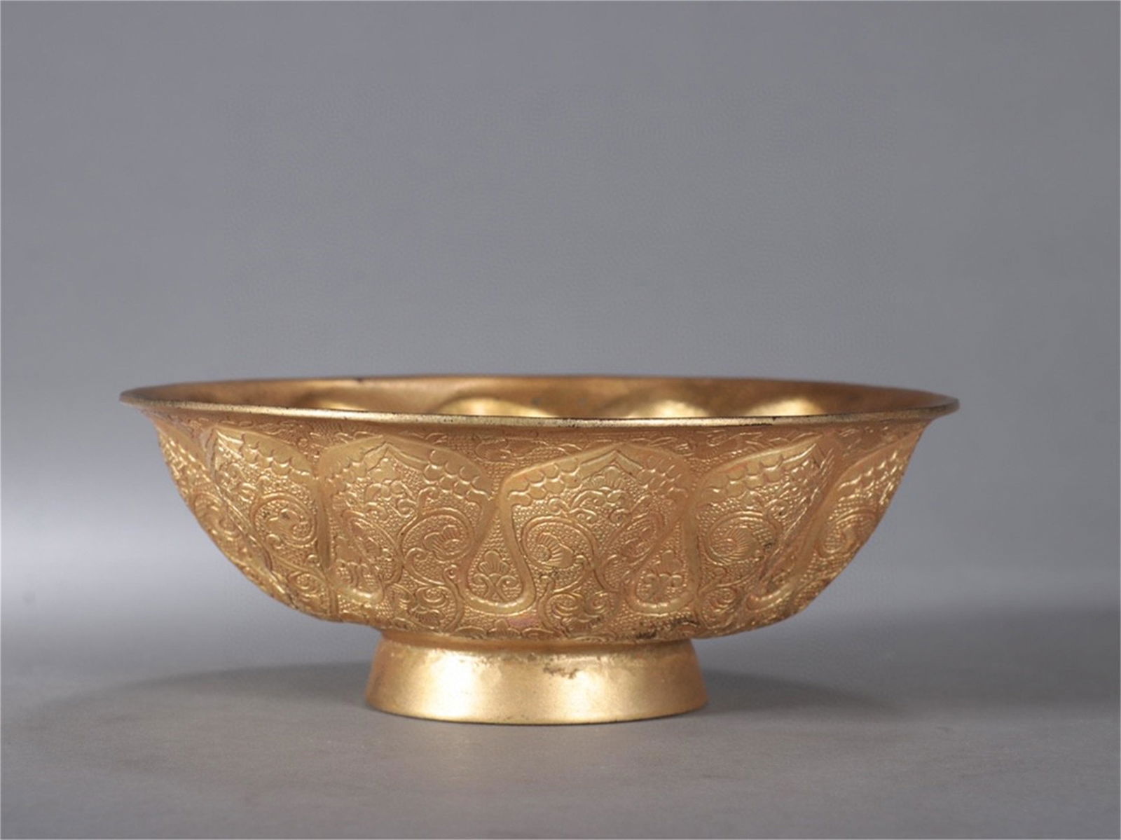 A Chinese Gilt Bronze Flower Patterned Bowl (1 of 9)
