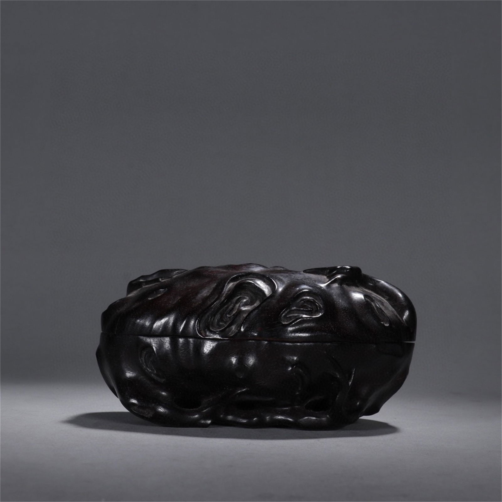 A Chinese Carved Zitan Wood Lidded Container (1 of 9)